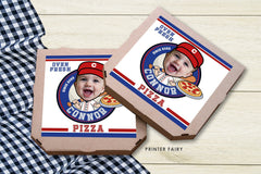 Personalized Pizza Baseball Birthday Box Label (Digital Download)