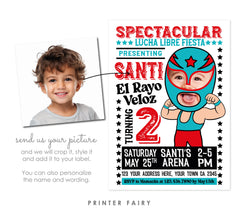 Personalized Lucha Libre Birthday Invitation with Photo (Digital)