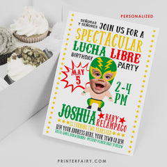 Personalized Lucha Libre Birthday Invitation, Photo, Fiesta (Digital Invite)