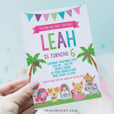 Puppy Luau Birthday Invitation, Pet Adoption Party (Digital Invite)