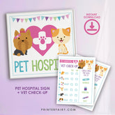 Pet Adoption Party Sign, Vet Check-Up, Puppy & Kitty Designs (Digital files)