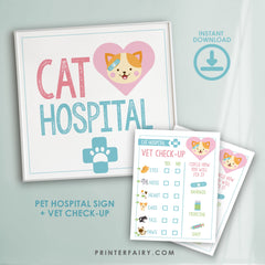 Cat Adoption Party Printable Sign, Vet Checkup (Instant Download)