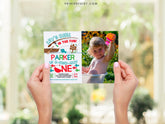 Fishing First Birthday Invitation with Photo, Editable Digital Download