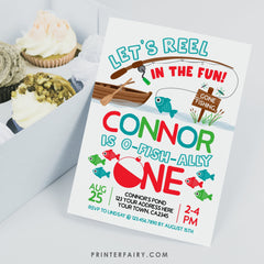 Fishing First Birthday Invitation, O-Fish-ally One (Digital Invitation)