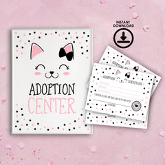 Kitten Adoption Party Sign and Certificate (Instant Download)