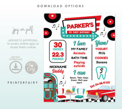 Diner Birthday Milestones Board Editable Sign Template, INSTANT DOWNLOAD