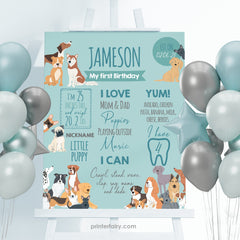 Puppy First Birthday Board, Adoption Party Milestones (Digital)