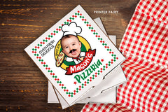 Custom Pizza Box Label, Birthday Party Decor (Printable Label)