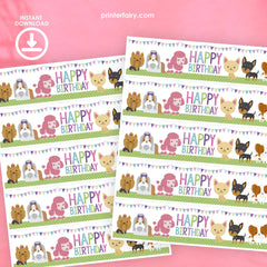 Puppy Birthday Water Bottle Labels, Printable Party Decor (Instant Download)
