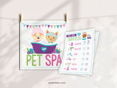Pet Spa Sign and Checklist, Dog & Cat Birthday Party (Instant Download)