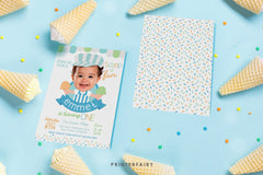 Ice Cream Birthday Photo Invitation, Summer Party (Digital Invite)