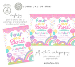 Candyland 4th Birthday Invitation, Rainbow Sprinkles (Editable Digital Item)