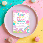 Candyland 4th Birthday Invitation, Rainbow Sprinkles (Editable Digital Item)