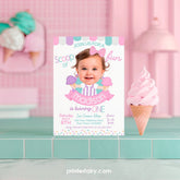Ice Cream Birthday Invitation with Photo, Sprinkles Party (Digital)