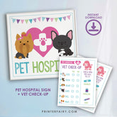 Pet Adoption Party Printables, Pet Hospital Vet Checkup (Digital Download)