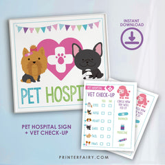 Pet Adoption Party Printables, Pet Hospital Vet Checkup (Digital Download)