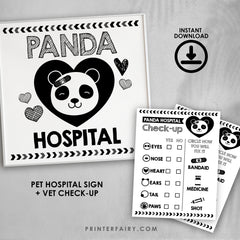 Panda Hospital Sign, Check-Up, Pet Adoption Party (Digital Download)