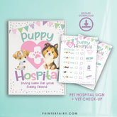 Puppy Party Pet Hospital Sign, Vet Check Up (Instant Download)