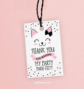 Kitty Cat Thank You Tags, Pink and Black Party Favors (Printable, Instant Download)