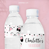 Kitty Cat Birthday Water Bottle Labels, Editable Party Decor (Digital Download)