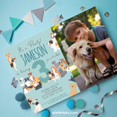 Puppy Adoption Birthday Party Invitation, Photo, Editable (Digital)