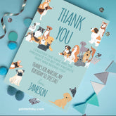 Puppy Adoption Thank You Card, Dog Birthday Paw-ty (Editable Digital Item)