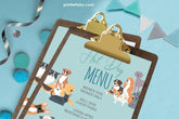 Puppy Adoption Birthday Menu, Editable Dog Party Sign (Digital Download)