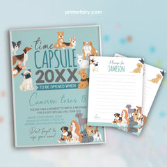 Puppy Adoption Birthday Time Capsule Sign, Pawty Cards (Digital Download)