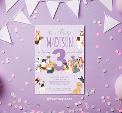 Puppy Birthday Invitation, Pet Adoption Party (Instant Download)