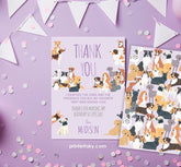 Puppy Birthday Thank You Card, Dog Adoption Party (Editable Digital Item)