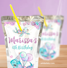 Under The Sea Birthday Party Drink Pouch Label, Editable (Digital Download)