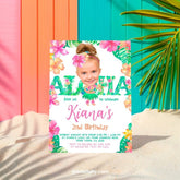 Editable Luau Birthday Invitation, Hawaiian Photo Template (Digital)