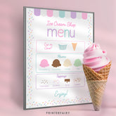 Editable Ice Cream Party Menu Template, Summer Party Decorations (Printable Instant Download)