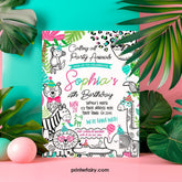 Party Animals Birthday Invitation, Safari Jungle Theme (Editable, Instant Download)