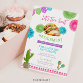 Taco Bout Retirement Invitation, Fiesta Party, Editable (Digital Download)