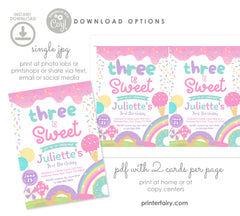 Candyland Third Birthday Invitation, Rainbow Sprinkles (Editable)