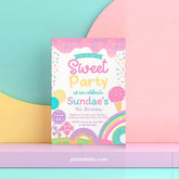 Candyland Birthday Invitation, Ice Cream, Donut, Popsicle (Editable Digital)