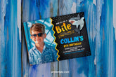 Shark Birthday Invitation with Photo, Editable Template (Digital Download)