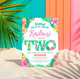 Luau 2nd Birthday Invitation, Editable Tropical Party Invite