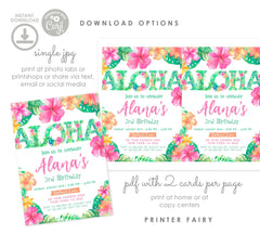 Editable Luau Birthday Invitation, Tropical Party Invite (Digital Item)