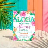 Editable Luau Birthday Invitation, Tropical Party Invite (Digital Item)