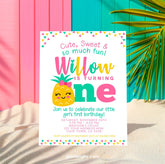Pineapple First Birthday Invitation, EDITABLE Luau Invite (Instant Download)