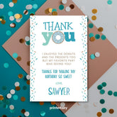 Donut Birthday Thank You Cards, Editable Template (Digital Download)