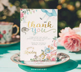 Alice in Wonderland Thank You Card, Editable Template (Instant Download)