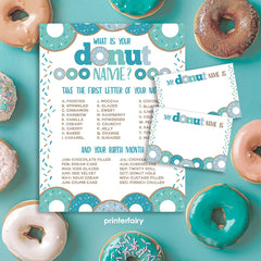 Donut Name Game, Donut Birthday Party (Instant Download)