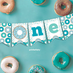 Donut ONE Banner, First Birthday Decorations (Instant Download)