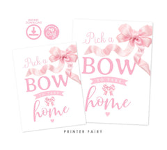 Pink Bow Party Favors Sign, Coquette Birthday (Instant Download)