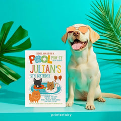 Pet Pool Pawty Invitation, Editable Summer Birthday (Instant Download)