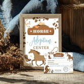 Horse Adoption Party Sign and Certificate, Cowboy Western Birthday (Editable, Digital)