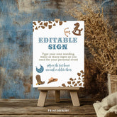 Cowboy Baby Shower Editable Sign, Rodeo Welcome Sign (Digital Item)